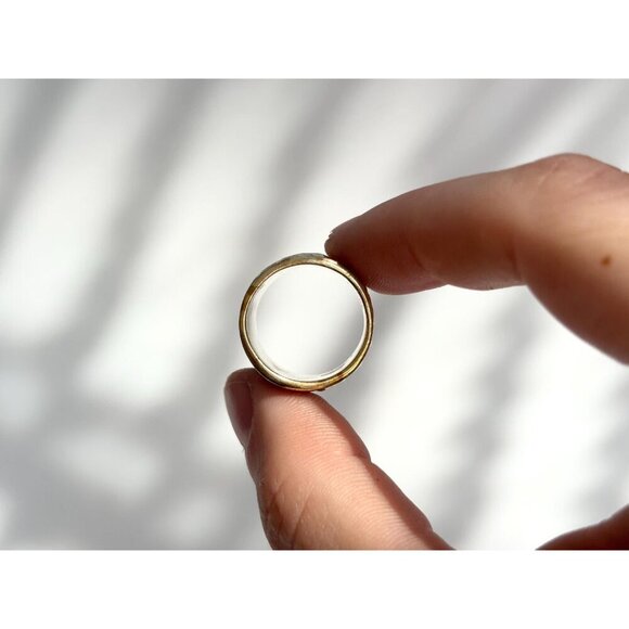 Hammered Dual Sterling Silver & Gold Toned Chunky Cigar 925 Vintage Ring sz 5.75 - Picture 7 of 10